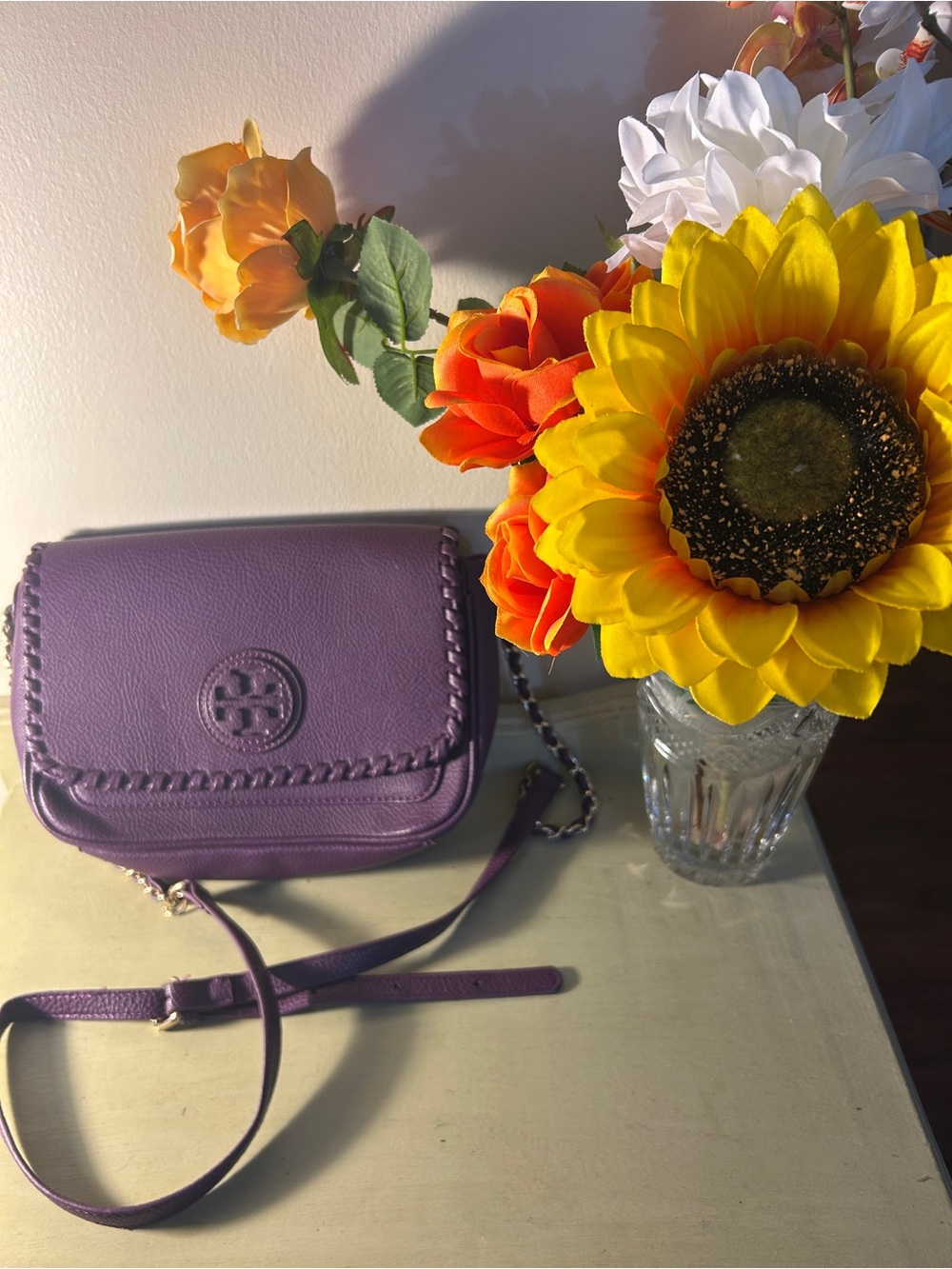 NEW Tory Burch Marion with whipstitch detail.